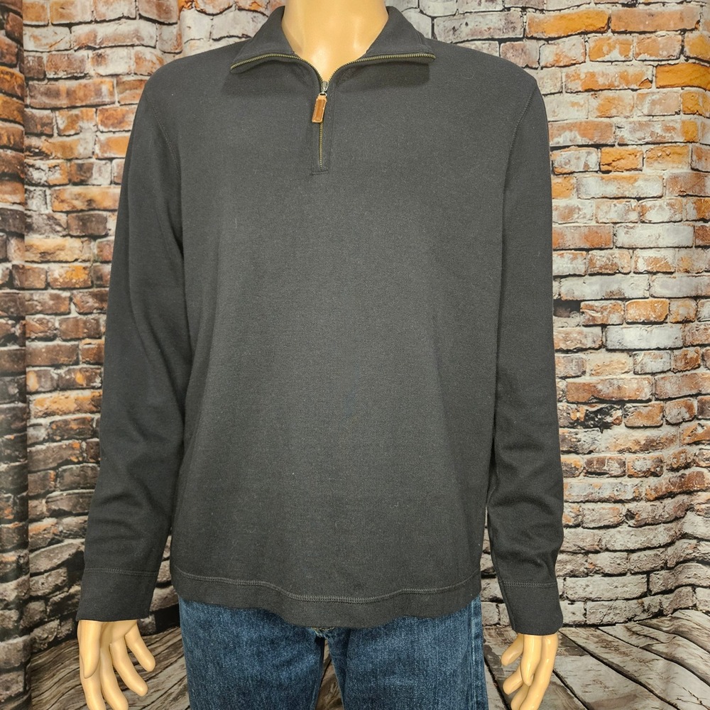 Banana Republic Mens Black Quarter Zip Pullover Sweater Large 586438-00